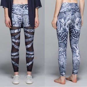 EuC LuLuLem0n HiGheSt TiMeS PaNt puLL-oN LuXtreMe WinGed MoSaiC WhItE NaVaL BlUe